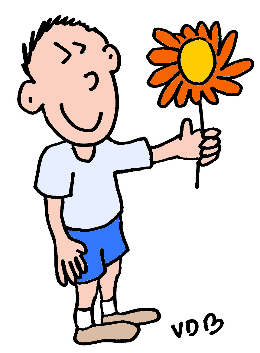 Petit garçon tendant une fleur