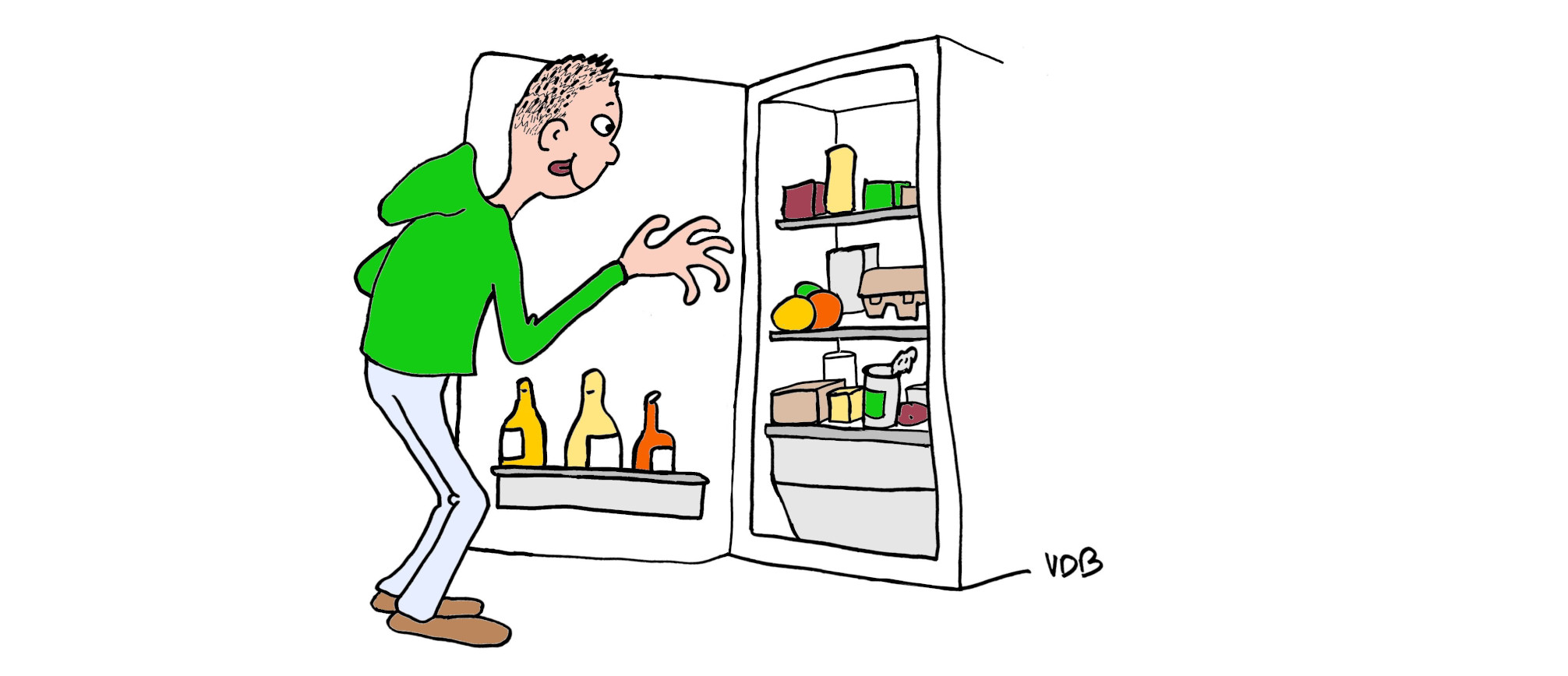 Léo regarde dans son frigo