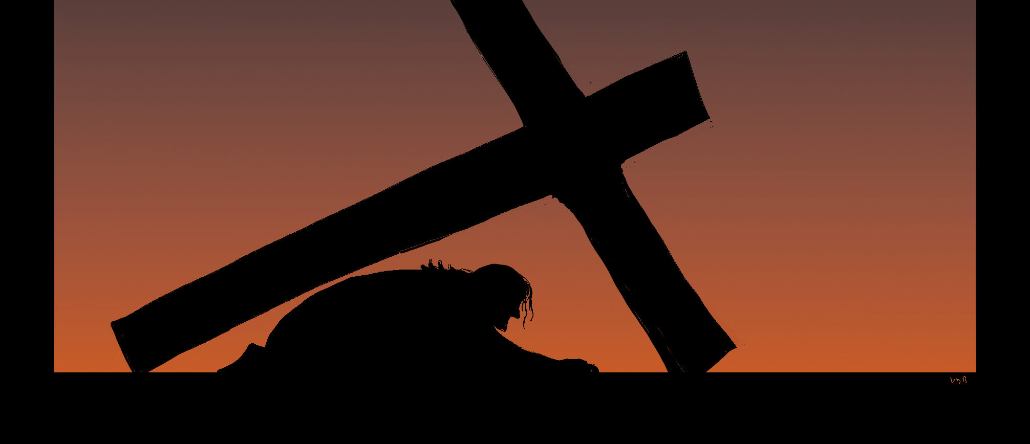 Jésus tombe en portant la croix