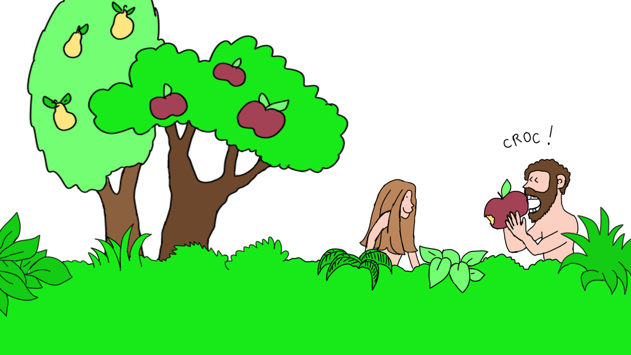 Adam et Eve croquent la pomme
