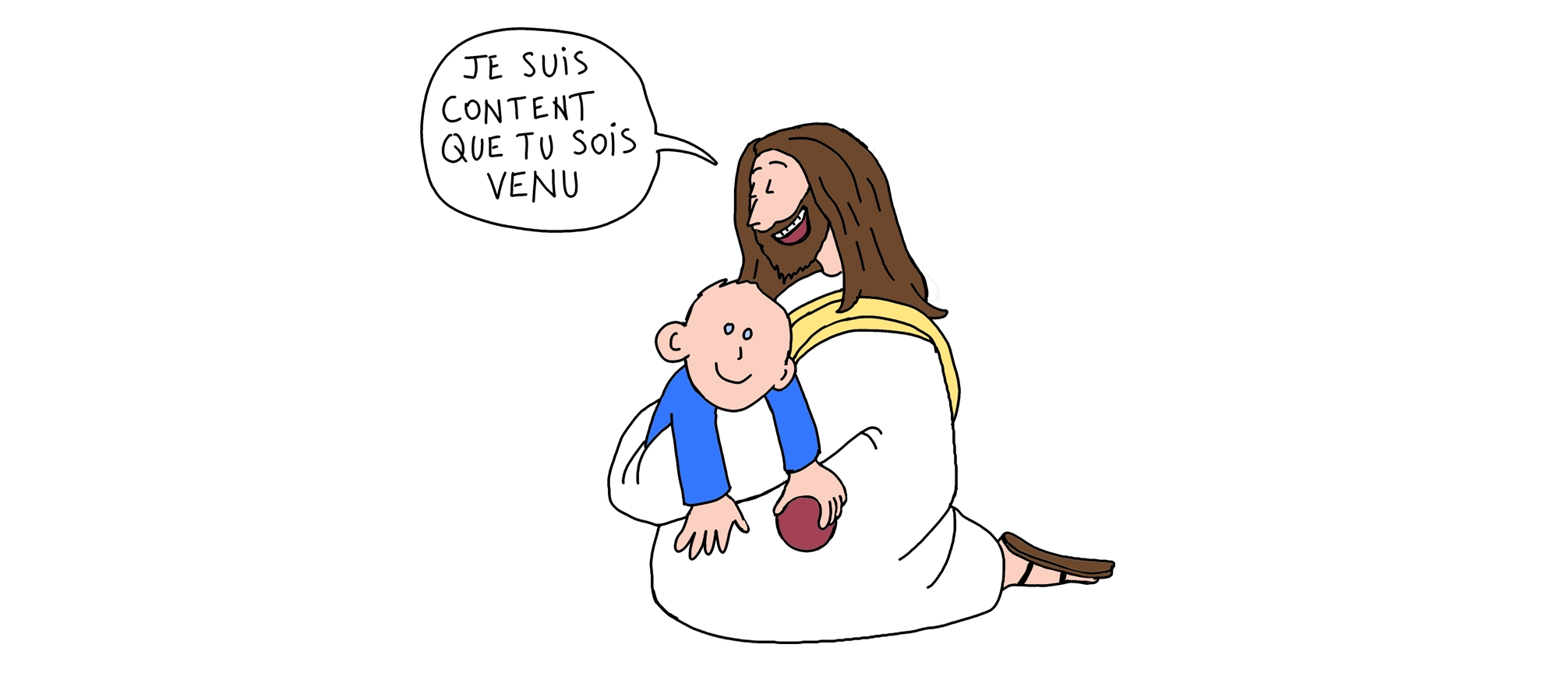 Jésus fait un câlin à un enfant