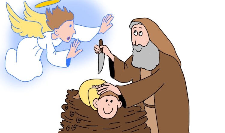 L'ange dit stop à Abraham qui 'apprêtait à sacrifier Isaac