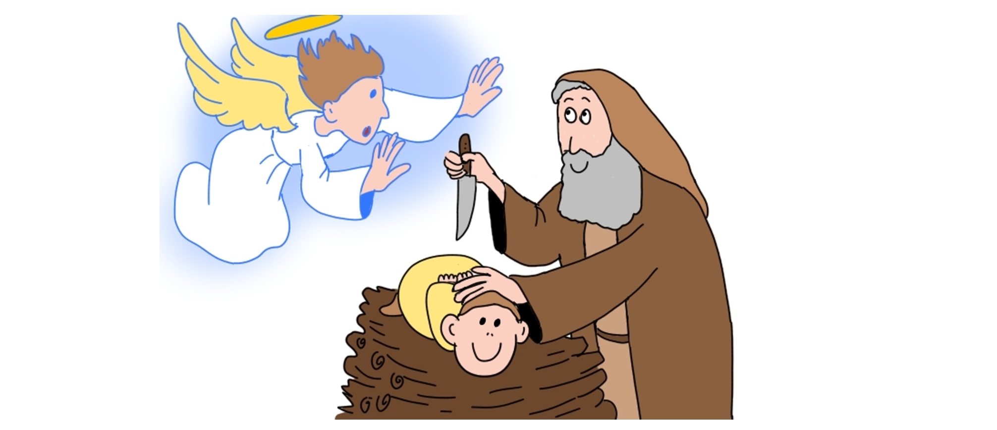 Isaac sur le bûcher et l'ange qui arrête Abraham