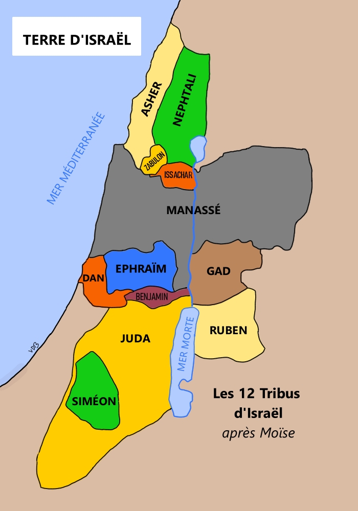 Carte des 12 tribus d'Israël