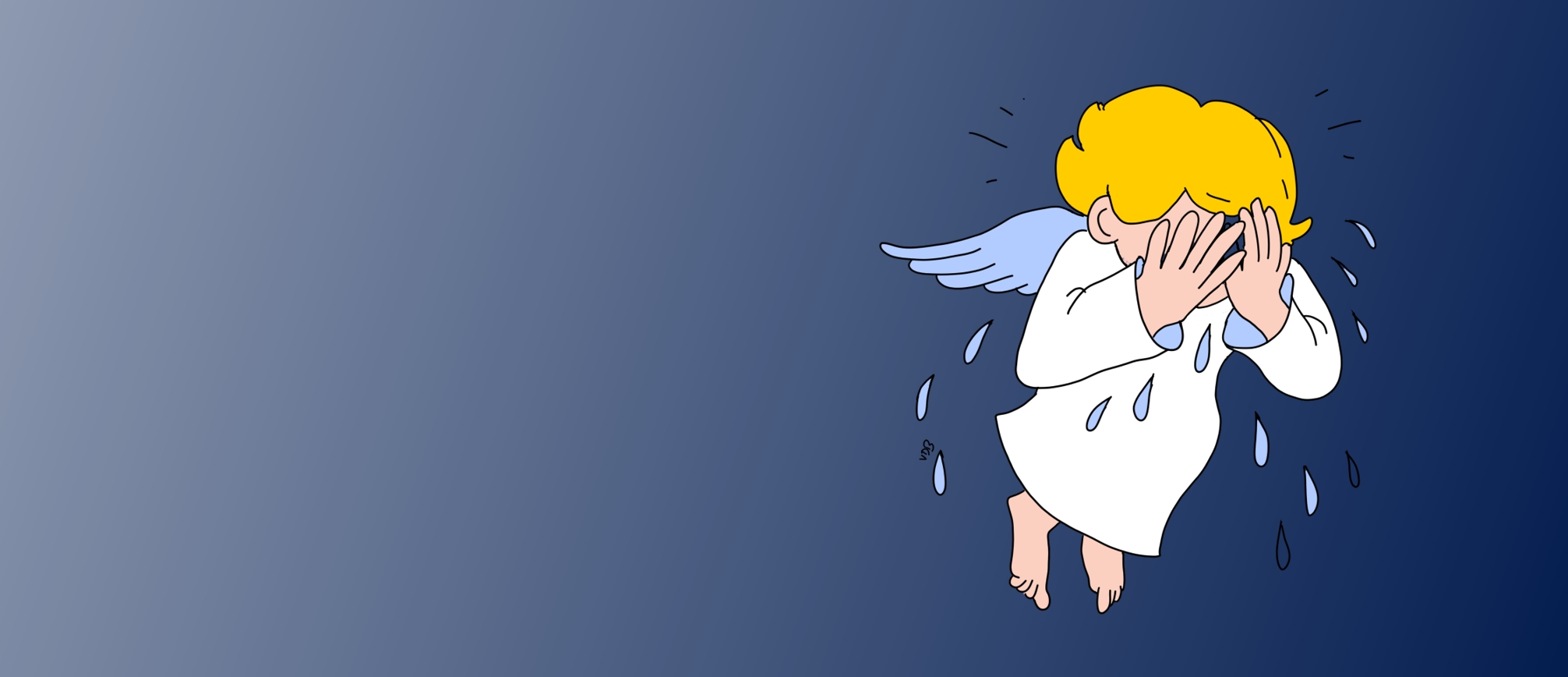 Le petit ange pleure à chaudes larmes