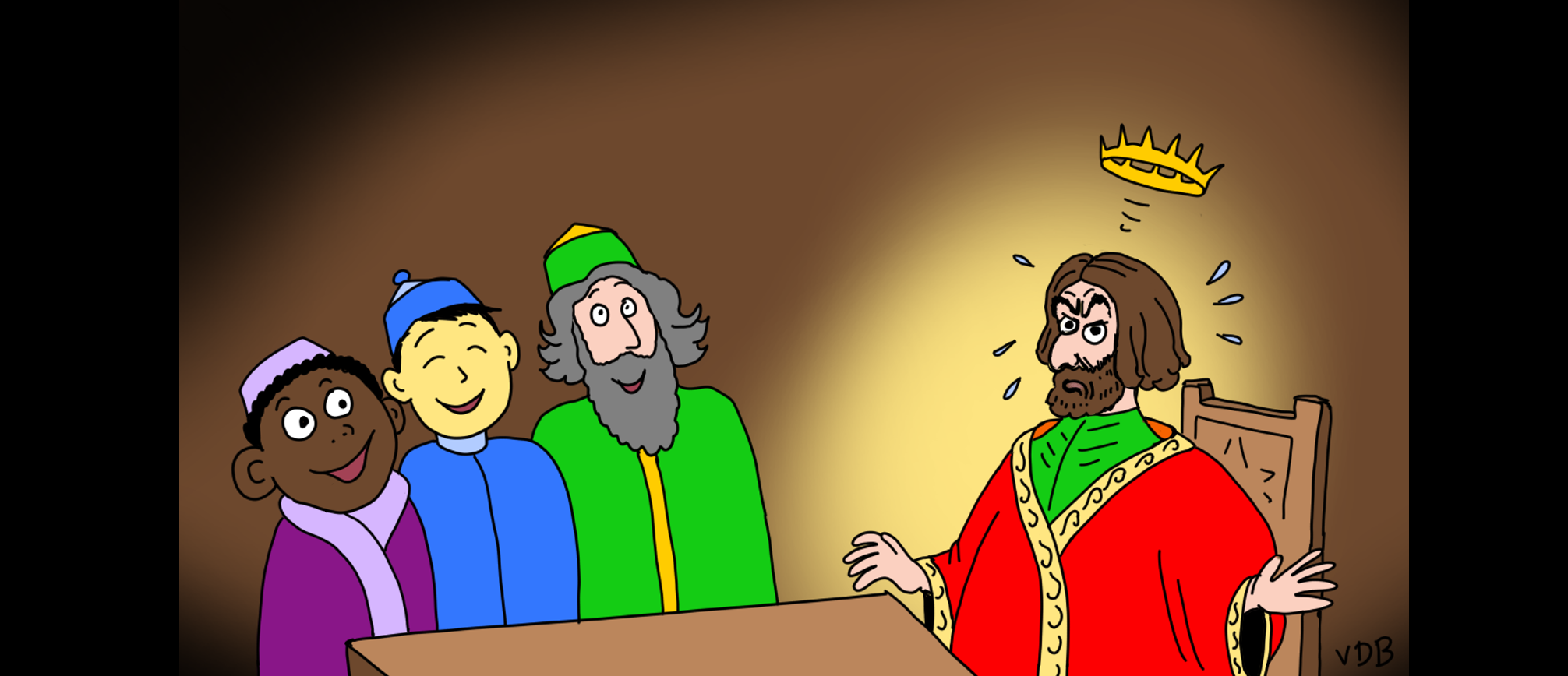 Le roi Hérode en train de discuter avec les Mages